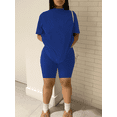 thumbnail image 5 of Two Piece Set For Women Summer Sweatsuits Short Workout Jogger Sets Matching Tracksuit Blue 2XL, 5 of 6