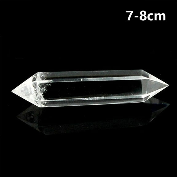 1 PC Hand Polishing Healing Stone Reiki Treatment White Quartz Hexagonal Wand Double-pointed Clear Crystal Obelisk 7-8CM