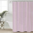 thumbnail image 5 of Simple White Striped Shower Curtain, 48" x 72", Purple Stripes Vintage Linen Waterproof Bathroom Curtain Washable Shower Curtain Set with 12 Hooks, 5 of 6