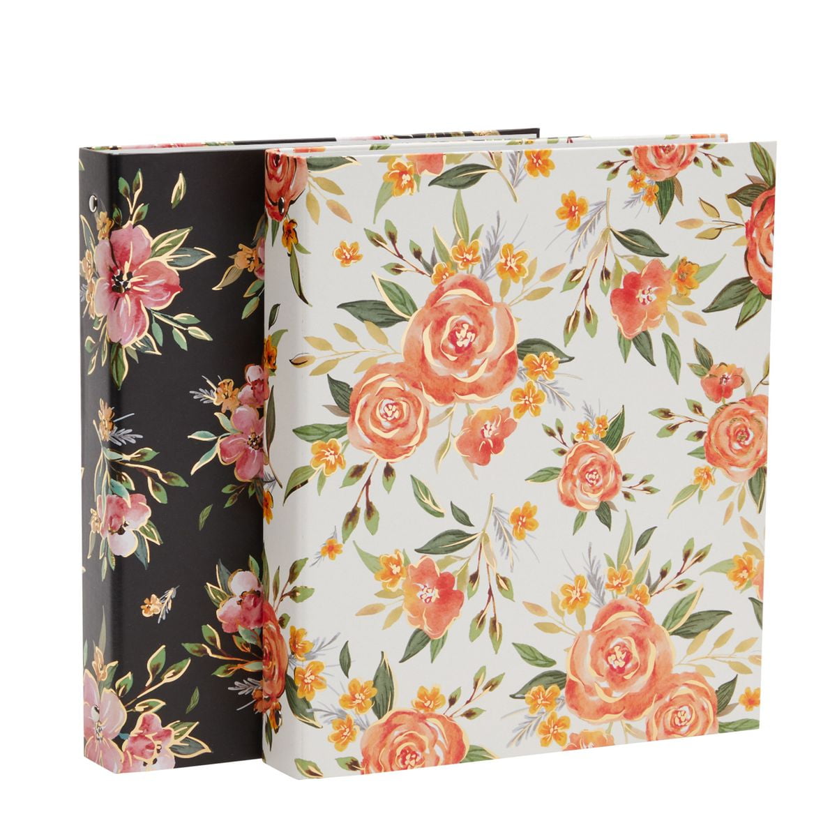 2 Pack 1.5 Inch Binders 3 Ring, Round Rings, Holds 250 Sheets Capacity, 2 Floral Designs Colors, 11.5 x 10 in