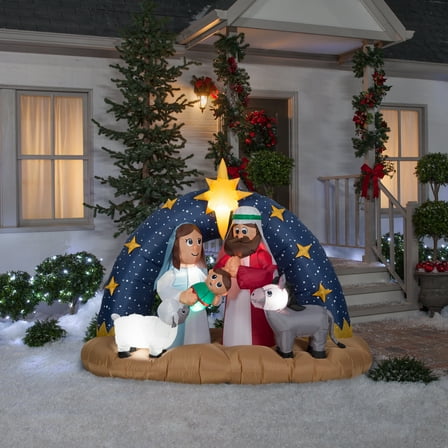 Airblown Snowy Night Nativity Inflatable