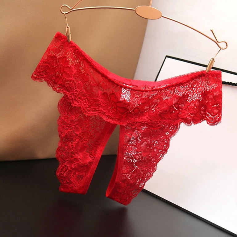 Seductive Women's Open Crotch Lace Panties - Low Waist, Plus Size