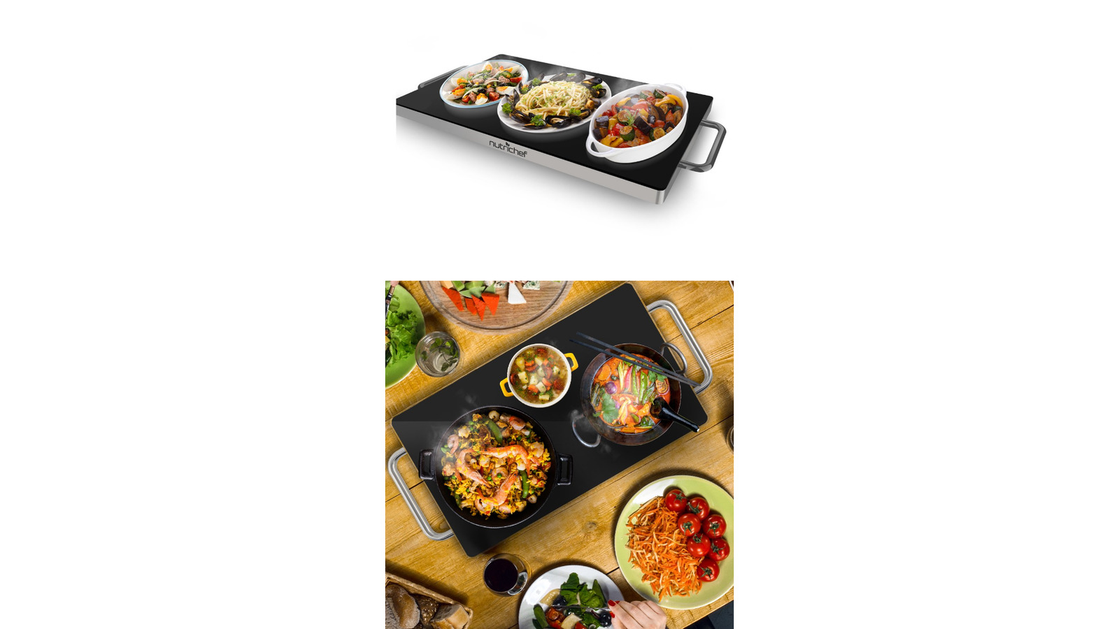 NutriChef Portable Electric Hot Plate Stainless Steel Warming Tray