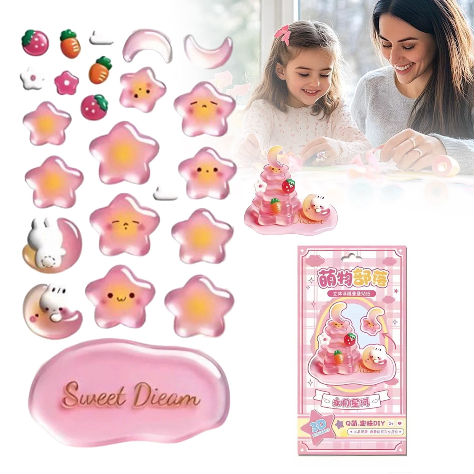 3D Crystal Sticker Set, 16 Pack Puffy Sticker Assortment for Notebook, Journal and Card Making