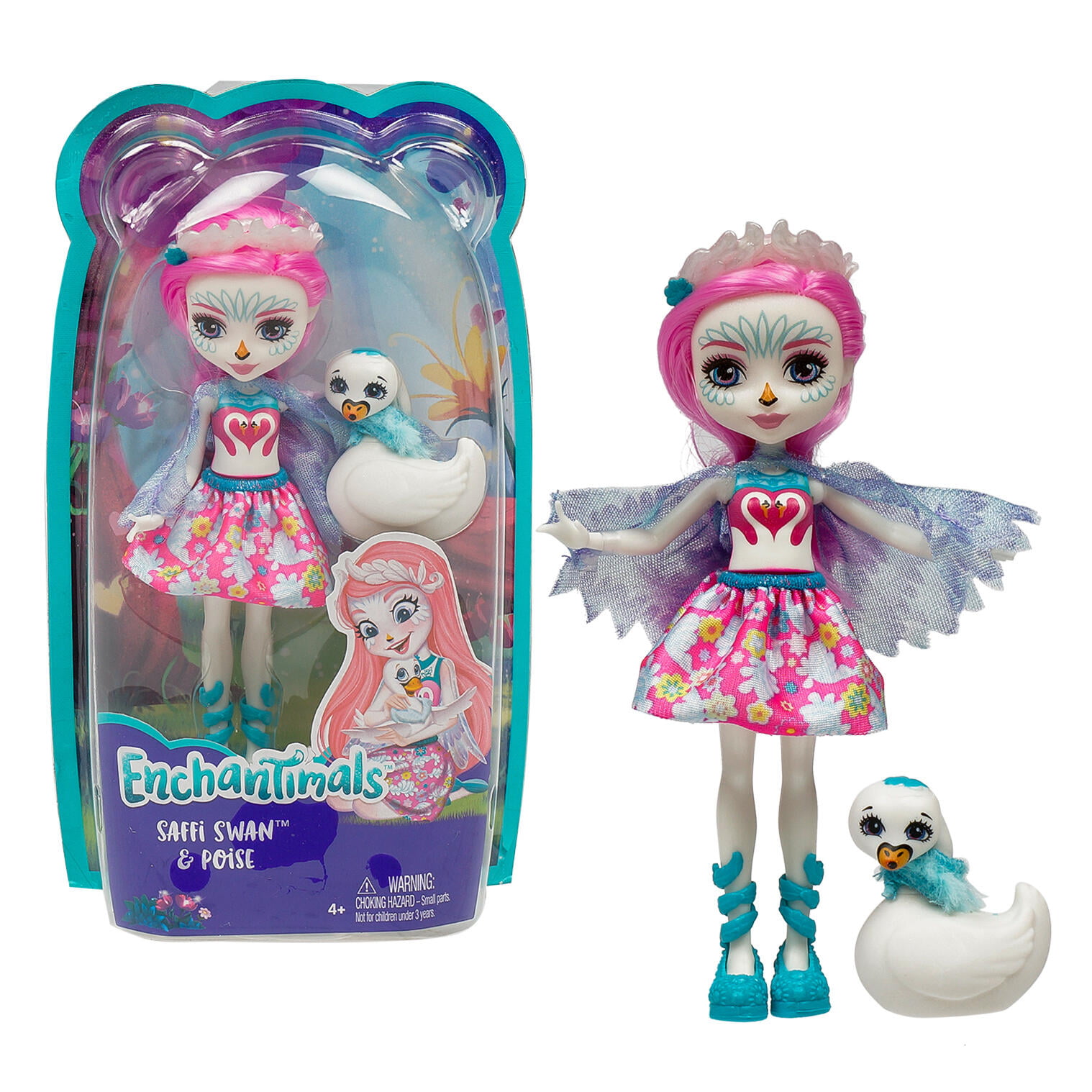 Enchantimals Saffi Swan Doll and Poise 6 Inch with Beautiful  Blue Shoes