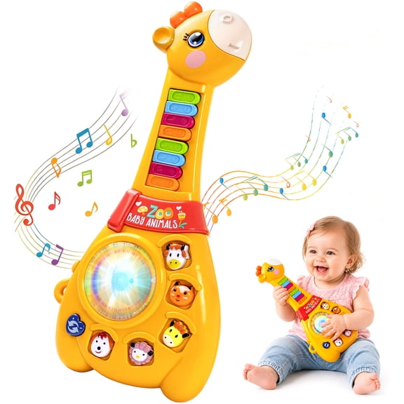Marstone Toys for 1 2 Year Old Boy and Girl Birthday Gift: Baby Musical Guitar Piano Toys 12-18 Month with Animal Sound and Light, 1st First Learning Educational Gift for Toddlers