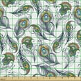 thumbnail image 2 of Bohemian Fabric by the Yard Upholstery, Repeating Peacock Feathers Scattered on a Plain Background, Decorative Fabric for DIY and Home Accents, Multicolor by Ambesonne, 2 of 5