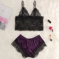 thumbnail image 4 of Ropa de dormir sexy para mujerconjunto de pijama con pantalones cortos y top de encaje de seda (púrpura 3XL) Ndcxsfigh Para estrenar, 4 of 9