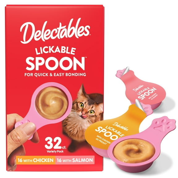 Hartz Delectables Lickable Spoon, Interactive Lickable Cat Treats for Quick & Easy Bonding, Variety Pack 32ct
