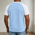 thumbnail image 4 of GrmtClth Men's Waffle Knit Henley Shirt Casual Short Sleeve Raglan T-Shirt with Chest Pocket Lightweight Button Placket Tops Summer Everyday Wear Baseball Style Tees Light Blue 3XL, 4 of 4
