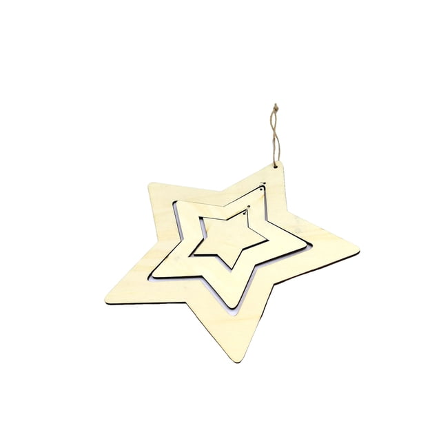 DIY 3 capas de 3 capas de cinco puntas, estrella americana de la independencia de la independencia de la placa artesanía con 2 cuerdas de cáñamo placas colgantes de pared Eigraketly HA012151-00