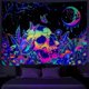 thumbnail image 1 of Blacklight Skull Tapestry Uv Reactive Moon Stars Tapestry Fantasy Floral Plant Tapestry Galaxy Space Tapestry Wall Hanging For Home Decor(h51.2w59.1 I, 1 of 4