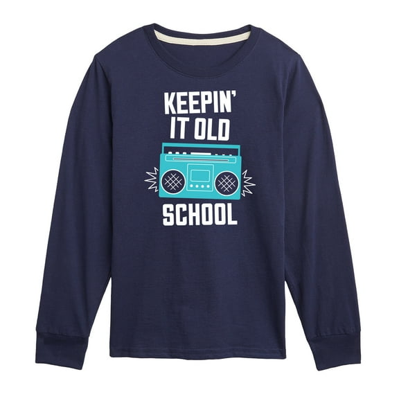 Keepin It Old School Boombox  - Kids Long Sleeve Tee