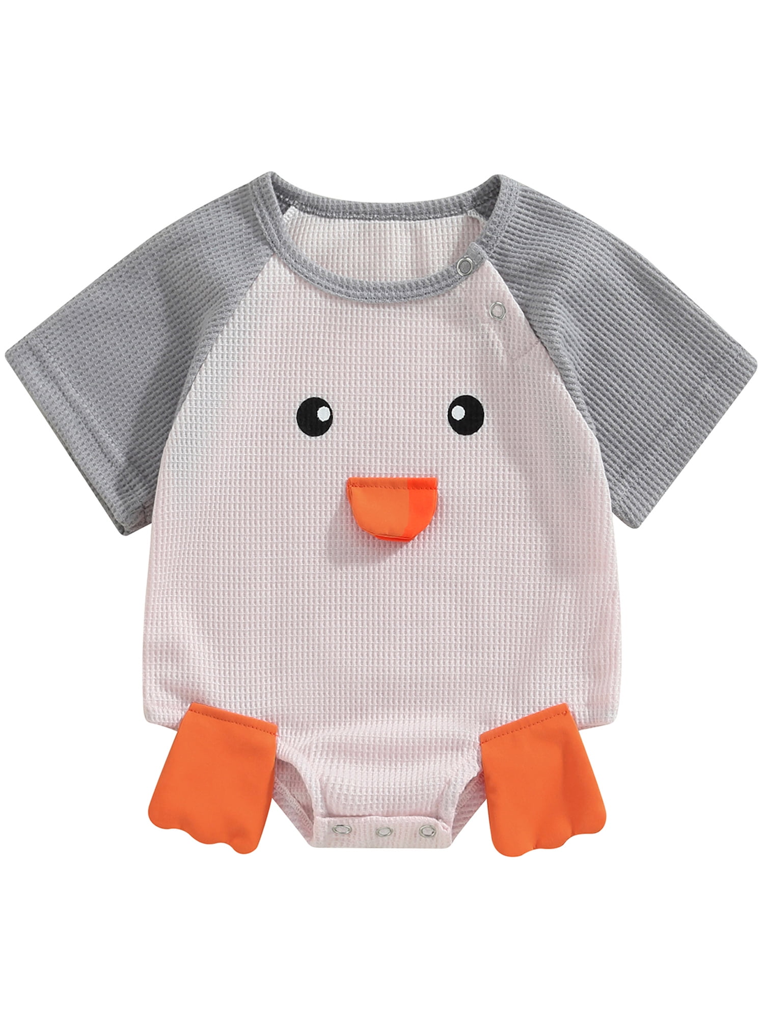 Sunisery Baby Boy Girl Waffle Rompers Contrast Color Cartoon 3D Duck ...