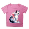 thumbnail image 2 of XQYLOS Preteen Girls' Lightweight Tee Girls' Stylish Summer Top Girls Summer Loose Casual Trendy Cute Cat Printed Short Sleeve T Shirt Top Children'S Colorful T-Shirt, 2 of 3