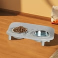 thumbnail image 2 of Elevated Cat Bowl, Raised Cat Food and Water Bowl Set for Indoor Cats, Splash Proof with 2 Stainless Steel Pet Food Bowls for Cats and Puppies, Whisker Fatigue and Dishwasher Safe - Gray, 2 of 6