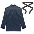 thumbnail image 6 of vastwit Mens Satin Smoking Robe Jacket Long Sleeve Kimono Bathrobe with Belt Navy Blue 3XL, 6 of 7