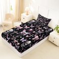 thumbnail image 5 of Manfei Gothic Skull Butterfly Skull Twin Sheets for Kids, Pink Black Cross Chain Bedding, 3pcs, 1 Flat Sheet, 1 Fitted Sheet and 1 Pillowcase, 5 of 6