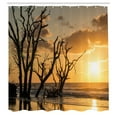 thumbnail image 3 of Ambesonne Driftwood Print Shower Curtain, Sunrise Beach Trees, 69"Wx84"L, Orange, 3 of 5