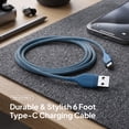 thumbnail image 2 of Powertek Ultra 6ft USB-A to USB-C Cable, Blue, Braided Silicone, Reliable Data Transfers, Durable Tangle-Resistant Charging Cable, 2 of 6