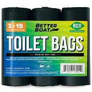 Better Boat 45 Portable Toilet Bags for Camping Boating Outdoors 100% Biodegradeable for Use with 5 Gallon Bucket