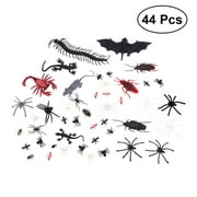 NUOLUX 44pcs Simulation Plastic Bugs Fake Spiders Scorpion Flies Bat for Halloween Party Favors Decoration
