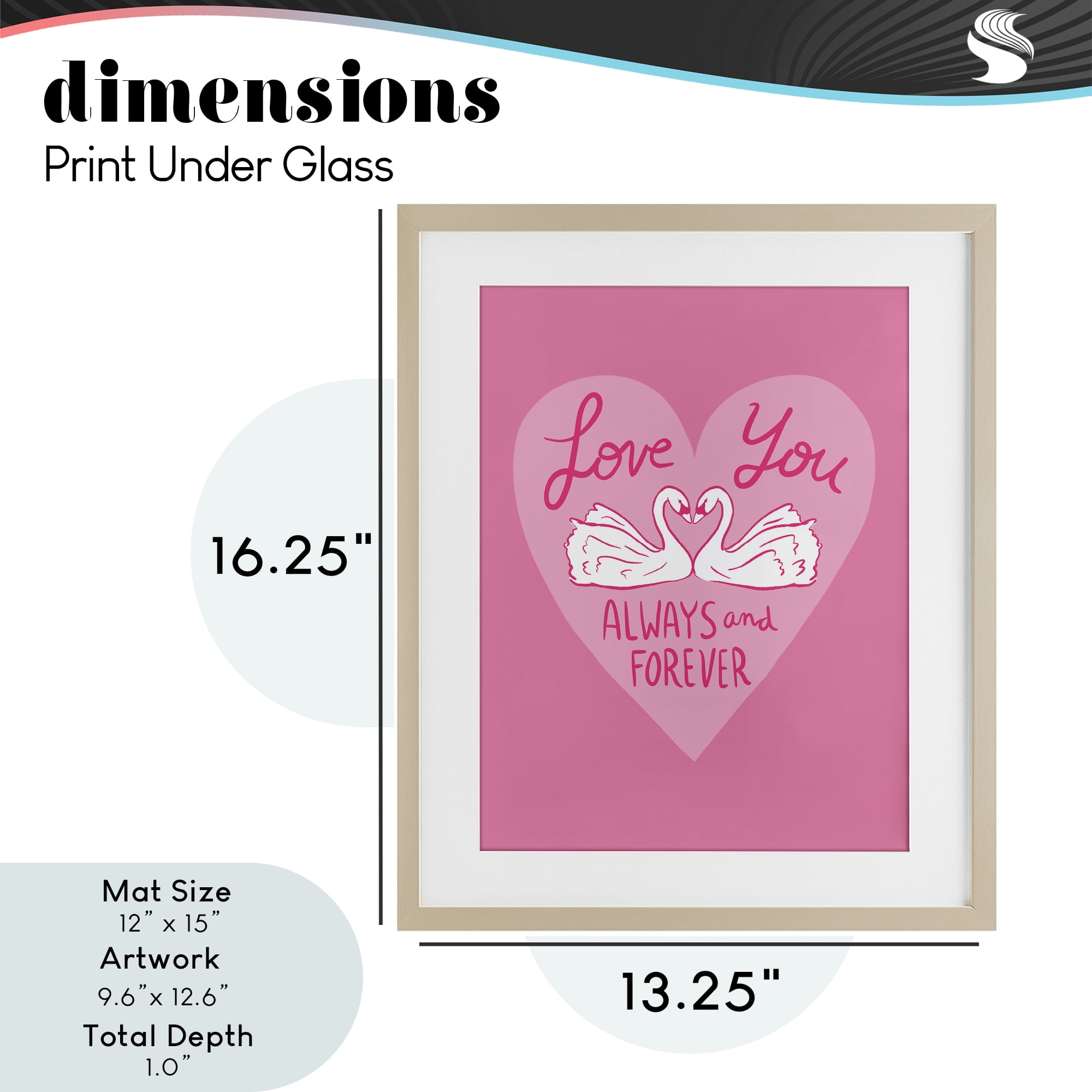 Always & Forever Swans Birch Framed Print Under Glass, design by Juliet Meeks