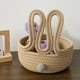 thumbnail image 5 of Cesta de almacenamiento con forma de conejito de Pascua | Cesta tejida de cuerda de algodón con asas de orejas de conejo para dulces, juguetes y cosméticos | Organizador de decoración navideña de, 5 of 6