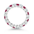 thumbnail image 3 of Gem Stone King 2.85 Cttw Red Ruby and White Created Sapphire Eternity Band Ring for Women | 925 Sterling Silver | Round 3MM | Gemstone Birthstone (Size 5), 3 of 6