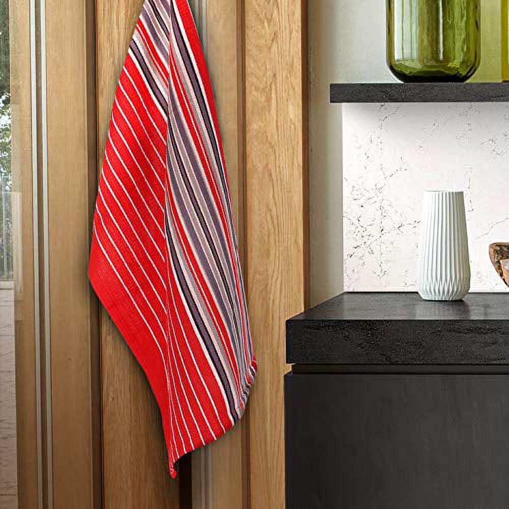 Urban Villa Kitchen Towels Waffle Stripes Dish Towels for Kitchen Cherry Red Set of 6 Kitchen Towels Highly Absorbent Cotton Over Sized 20X30 in with Mitered Corners Kitchen Hand Tea Towels