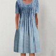 thumbnail image 2 of TSADFHJI Rallonges de Jupe en Dentelle Été Robe Décontractée Col Rond Poche Manches Courtes Imprimée Mode Tempérament Longue Robe m Jaune, 2 of 8