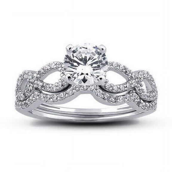 Infinity Stackable Bridal Set Women's Engagament Ring 1.9 Ct Diamond 14K White Gold Over