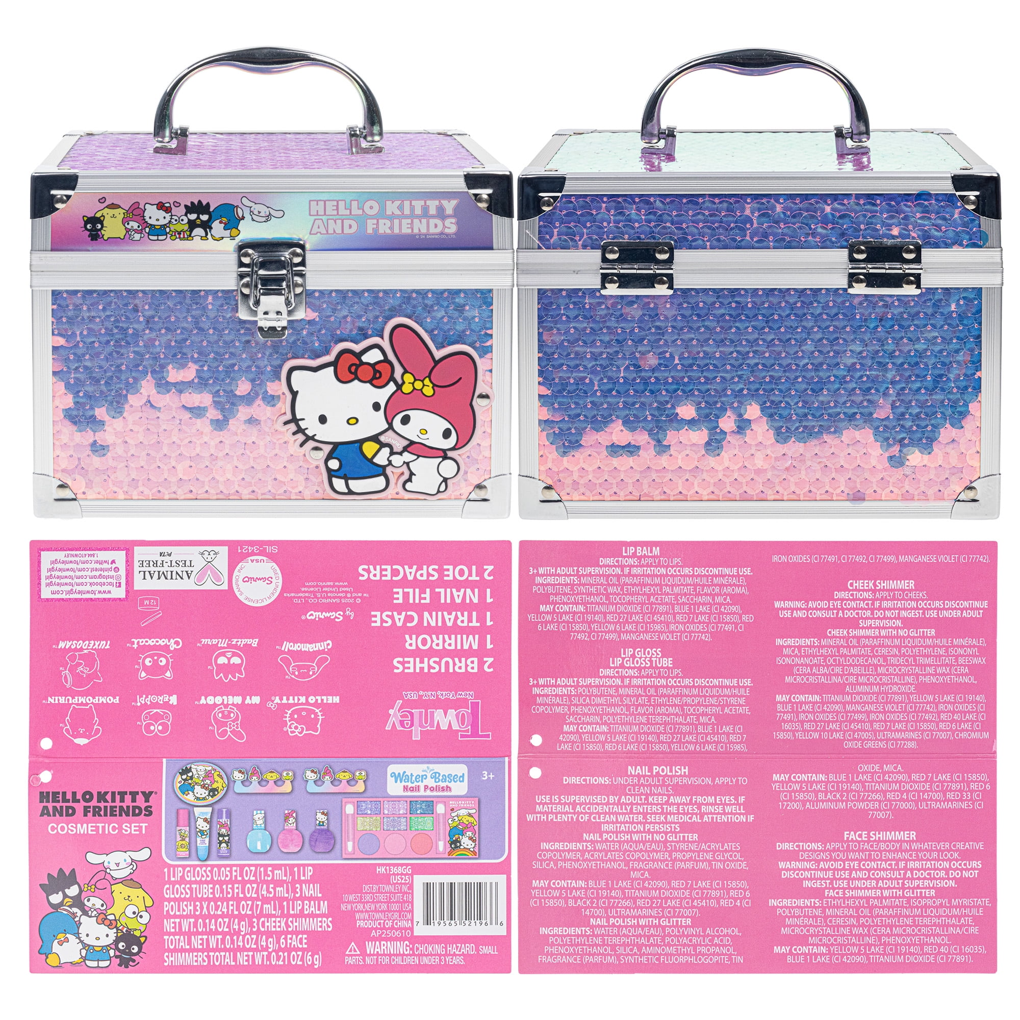 Hello Kitty and Friends Cosmetic Beauty Train Case, Lip, Nail
