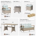 thumbnail image 3 of MEISSALIVVE 7 Pieces Patio Furniture Set with Dining Table, Outdoor Wicker Conversation Set with Wood Armrest Chairs, 2 Ottomans, Blue, 3 of 9