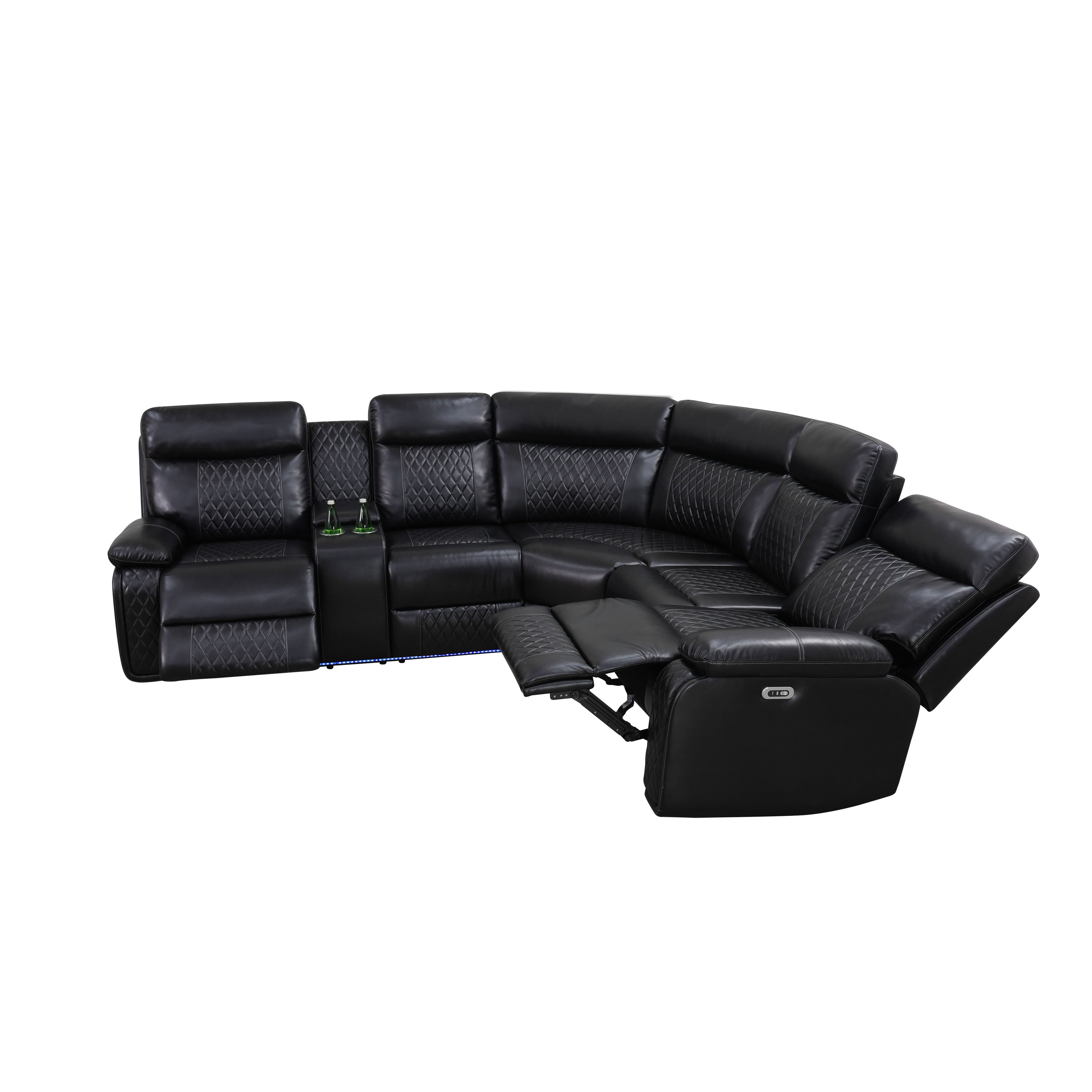 MAYEERTY Power Reclining L-Shaped Sectional Sofa, Home Theater Seating with USB & LED Lights