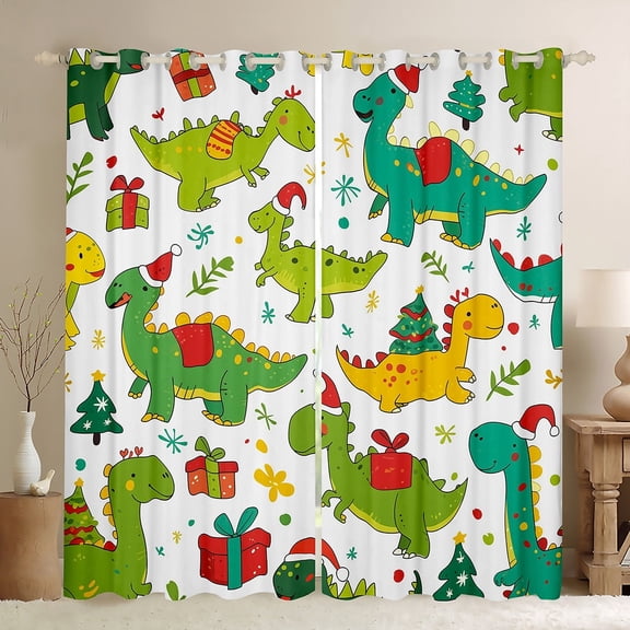 jejeloiu Cartoon Dinosaur Black Out Curtains,Colorful Graffiti Animal Curtains Pack of 2 (42x63 Each),Merry Christmas Gifts Bedroom Curtains For Boys Kids,Super Cozy Room Decor