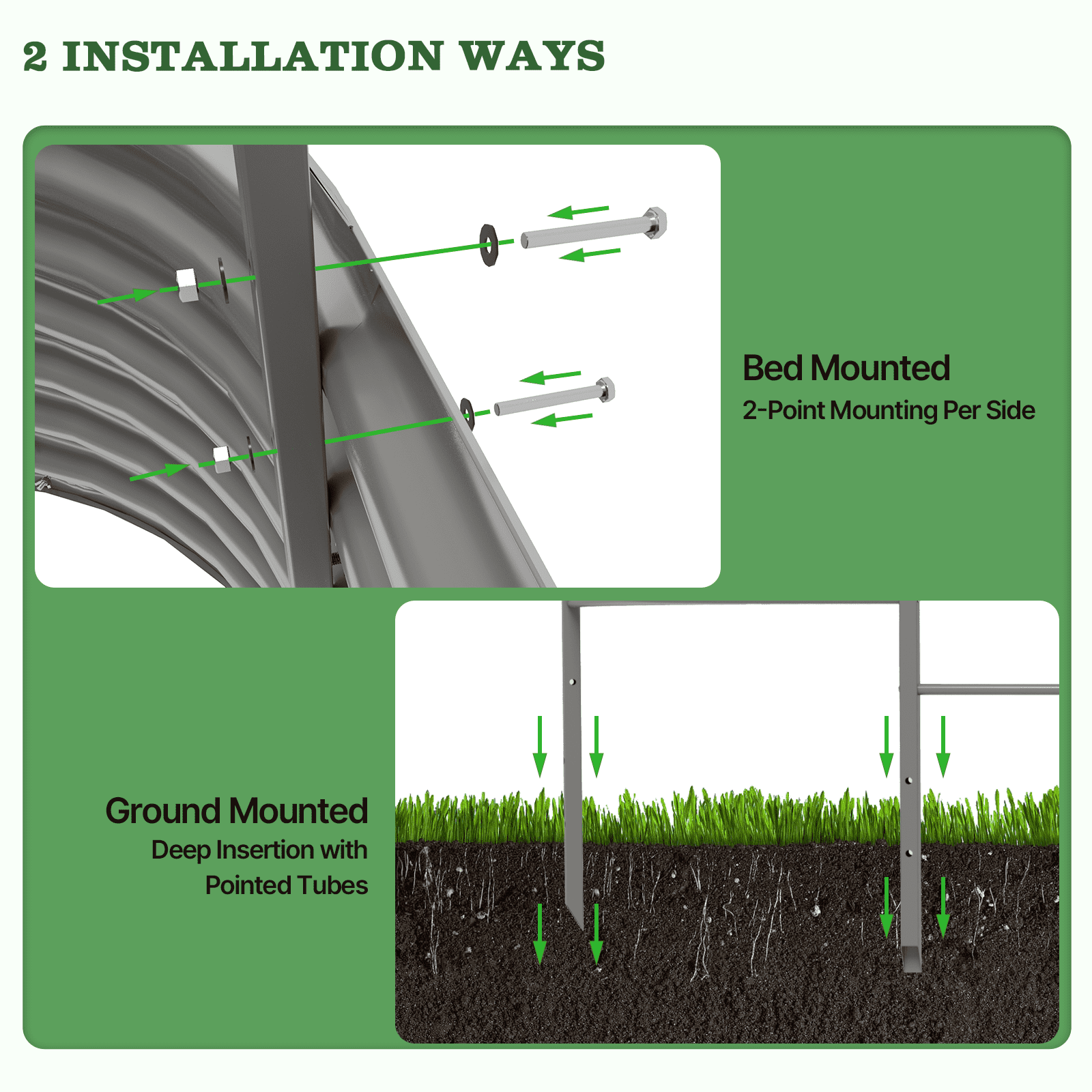 Tramull  Trellis System, Garden Panel Trellis for Raised Garden Beds, Heavy Duty Metal Trellis Panel with Crossbars, Bed-Mount & Ground Install, Vertical Support for Tomatoes, Peas & Climbing Vines