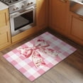 thumbnail image 3 of Pink Floral Print Bathroom Mats 2x3 FT, Non Slip Small Kitchen Mat, Checkered Bow Rose Flower Gingham Washable Soft Backed Front Door Throw Rugs Non-Shedding Indoor Outdoor Doormat for Entryway Sink, 3 of 8