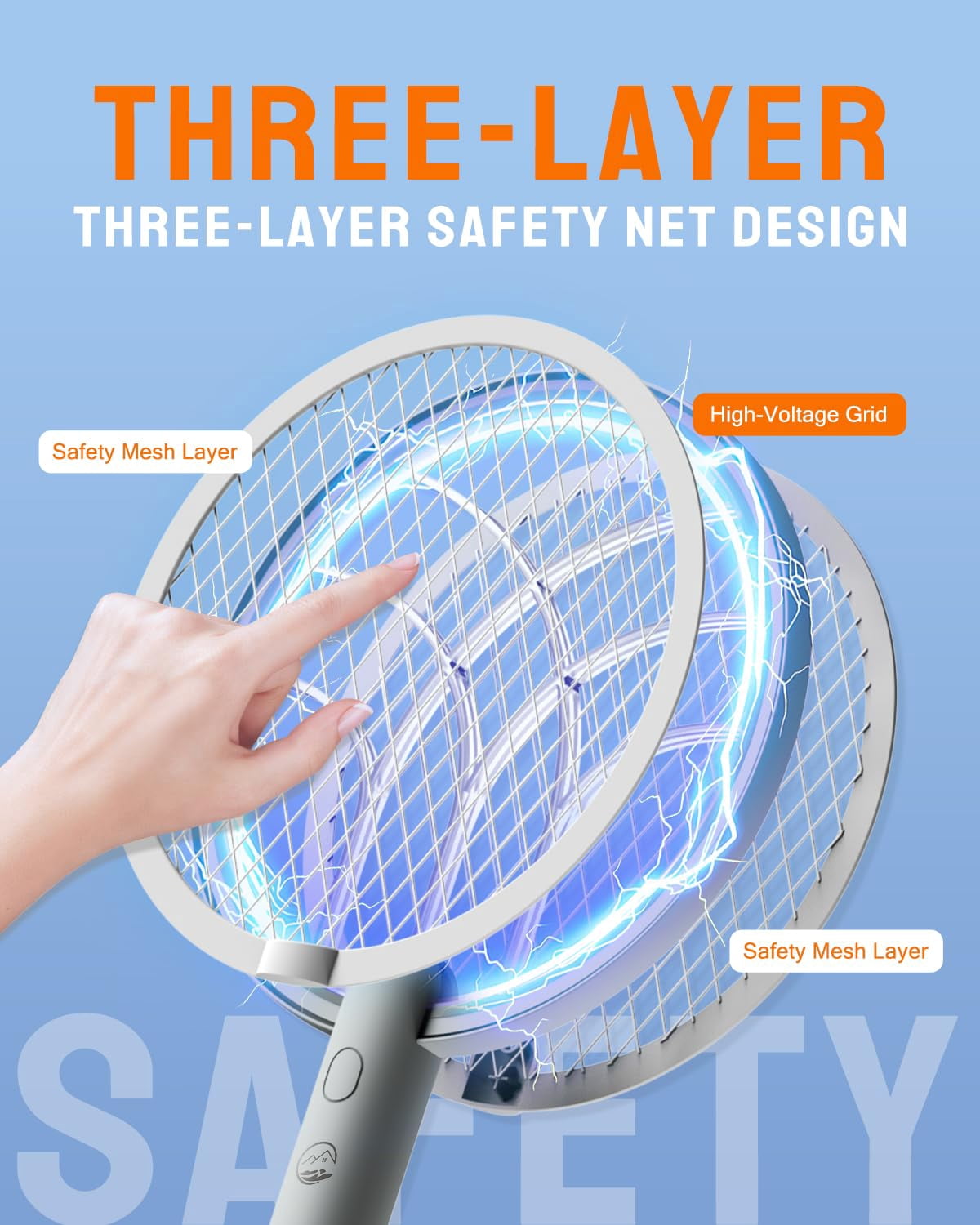 Electric Fly Swatter Racket  4000v Zapper With 1800mah Rechargeable & Dual Modes 2 In 1 Purple Mosquito Light Killer 3-layer Safety Mesh For Indoor Home Patio Camp(1 Pack)