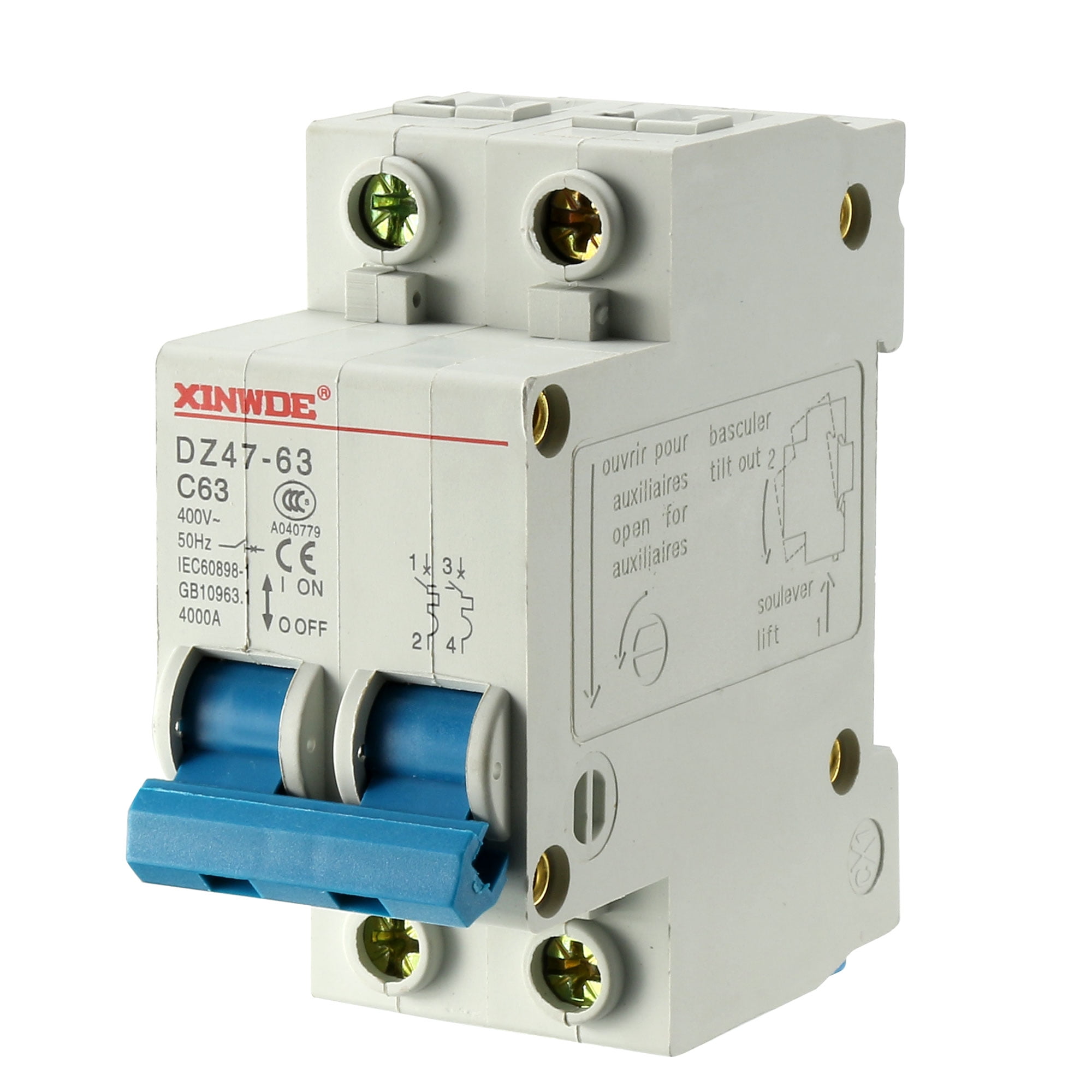 2 Poles  63A 400V Low-voltage Miniature Circuit Breaker DZ47-63 C63