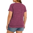 thumbnail image 4 of LANREMON Women Shirts Summer Plus Size Short Sleeve Tops Casual Loose Oversize T-shirts Side Split Redwine Tunic Top for Women Size 24 Plus, 4 of 5