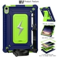 thumbnail image 4 of Allytechgroup Heavy Duty Shockproof Case for Apple iPad A16 11th Generation 11" 2025 & iPad 10th Generation 10.9" 2022, Case with Kickstand, Pencil Holder, Strap Kids Friendly Cover,Navyblueolivine, 4 of 8