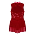 thumbnail image 4 of inlzdz Sequins Ballerina Dress for Girls Jazz Latin Tango Tassel Dance Dress Ballroom Dancewear Burgundy 14, 4 of 5