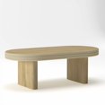 thumbnail image 3 of iooHug Mid‑Century Modern Oval Coffee Table,Solid Wood Veneer 47.24 Inch Cocktail Table for Living Room Home Office,Natural, 3 of 7