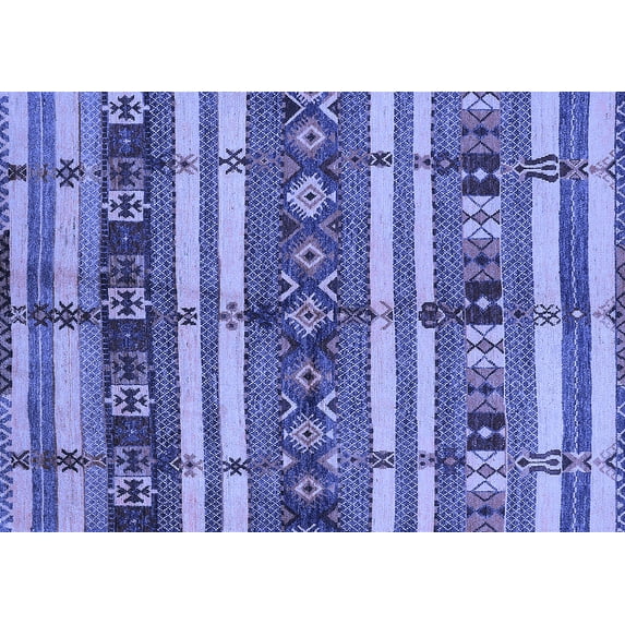 Ahgly Company Machine Washable Indoor Rectangle Oriental Blue Industrial Area Rugs, 2' x 4'