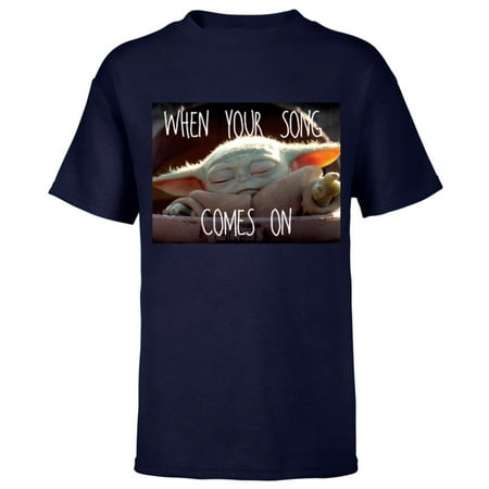 Star Wars The Mandalorian The Child When Your Song Comes On - Short Sleeve T-Shirt for Kids - Customized-Navy