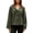 Army Green, variant on Women Cropped Trench Coat Wool Blend Pea Coat Short Jacket Casual Loose Long Sleeve Button Down Winter Outerwear Black L