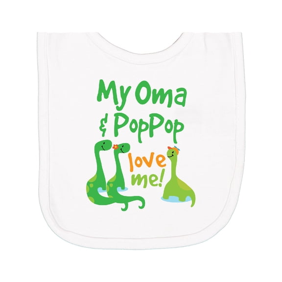 Inktastic Oma and Poppop Love Me Grandson Dinosaur Newborn Bib