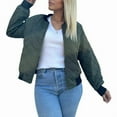 thumbnail image 3 of Women'S Barn Jacket Casual Coat Zip Up Spring Fall Clothes with Pockets Army Green XXL, 3 of 7