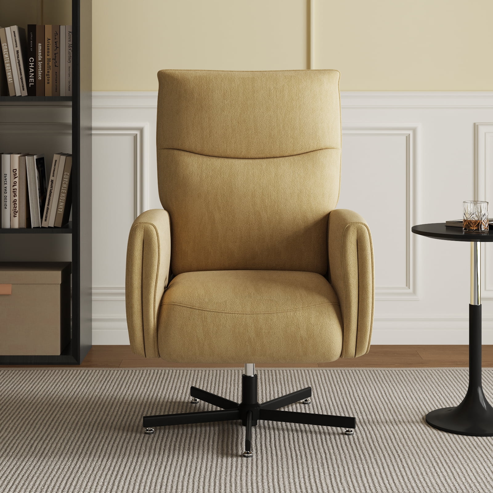 Power Swivel Recliner Chair with USB & Type-C Charging, Electric Reclining Rocker with 360° Swivel, Velvet Upholstered Accent Chair for Living Room, Yellow